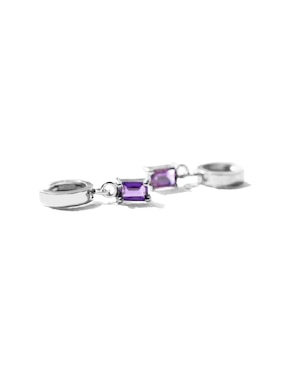 Aretes octagonales Teresa Díaz Joyería Mexicana Destellos De La Tierra de plata P 925 con acabado plateado amatista