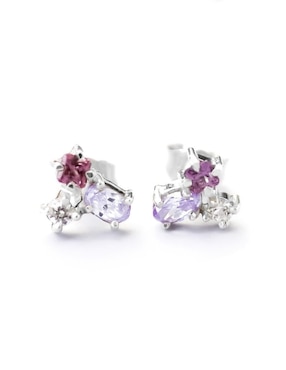 Aretes Teresa Díaz Joyería Mexicana Destellos De La Tierra de plata P 925 con acabado plateado amatista
