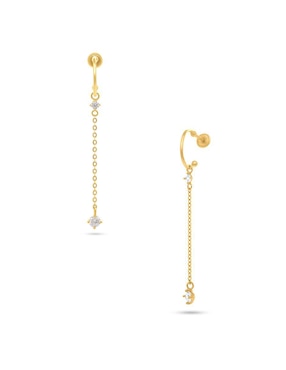 Aretes de aro de borla Joyerías Bizzarro de oro con acabado pavé zirconia
