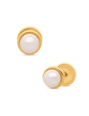 Broqueles circulares Joyerías Bizzarro de oro perla