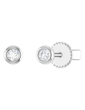 Broqueles circulares Joyerías Bizzarro de oro blanco 14 K con acabado liso diamante