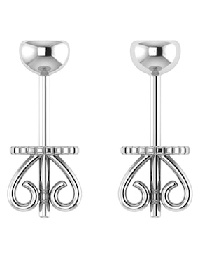 Broqueles circulares Joyerías Bizzarro de oro blanco 14 K con acabado liso diamante