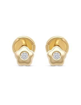 Broqueles de flor Joyerías Bizzarro de oro con acabado pavé diamante