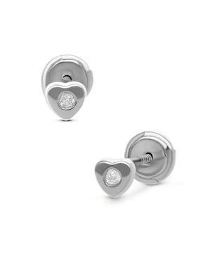 Broqueles de corazón Joyerías Bizzarro de oro con acabado pavé diamante