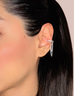 Aretes de círculo Aretize de plata P 925 con acabado plateado zirconia
