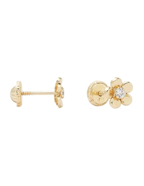 Broqueles de flor Ttvarios Tetera de oro 14 k con acabado pulido zirconia