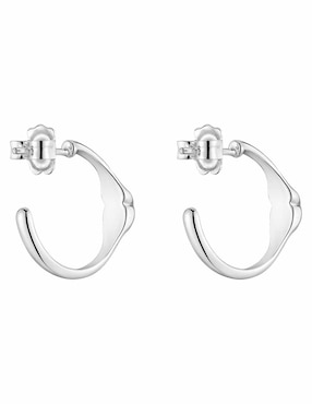 Aretes de aro de oso Tous de plata P 925 con acabado brillante ónix