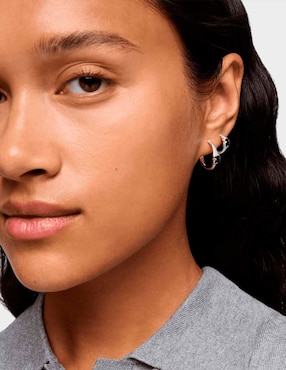Aretes de aro de oso Tous de plata P 925 con acabado brillante ónix