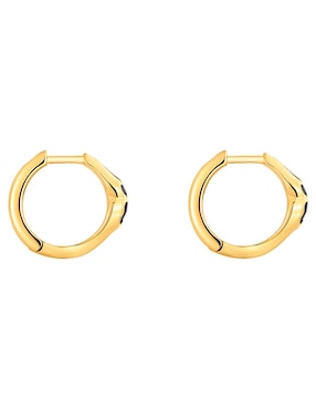 Aretes de aro de oso Tous de plata P 925 con acabado baño de oro ónix
