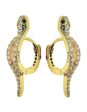 Aretes de serpiente Aretize de plata P 925 con acabado baño de oro zirconia