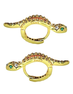 Aretes de serpiente Aretize de plata P 925 con acabado baño de oro zirconia