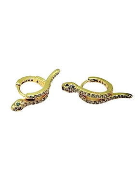 Aretes de serpiente Aretize de plata P 925 con acabado baño de oro zirconia
