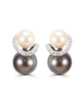 Aretes de esfera Joyerías Bizzarro de oro con acabado brillante diamante