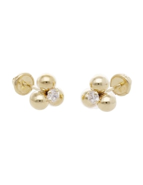 Broqueles de esfera Joyerías Bizzarro de oro 10 K con acabado pavé zirconia