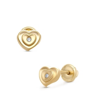 Broqueles de corazón Joyerías Bizzarro de oro diamante