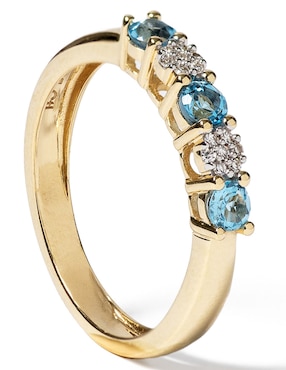 Anillo Jayda 14 k de oro topacio y diamante pavé