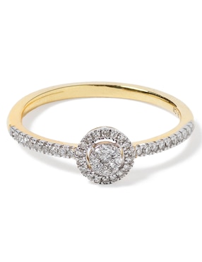 Anillo con gema Jayda 14 k de oro diamante pavé