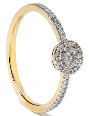 Anillo con gema Jayda 14 k de oro diamante pavé