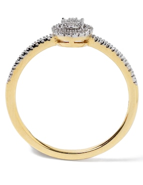 Anillo con gema Jayda 14 k de oro diamante pavé