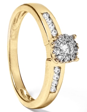 Anillo con gema Jayda 14 k de oro diamante pulido