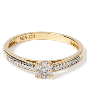 Anillo Jayda 14 k de oro diamante pavé