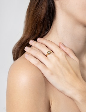 Anillo con gema de corazón Jayda 14 k de oro diamante pulido