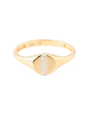 Anillo con gema Jayda 14 k de oro diamante pavé