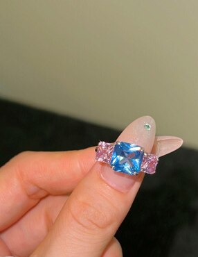 Anillo de compromiso de plata P 925 Yoiko Celeste zirconia