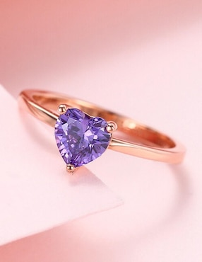 Anillo de corazón Moonberry de plata vermeil P 925 zirconia cúbica con acabado baño de oro rosa