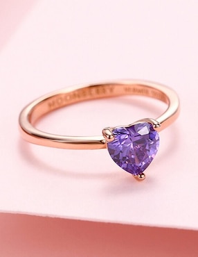 Anillo de corazón Moonberry de plata vermeil P 925 zirconia cúbica con acabado baño de oro rosa