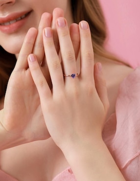 Anillo de corazón Moonberry de plata vermeil P 925 zirconia cúbica con acabado baño de oro rosa