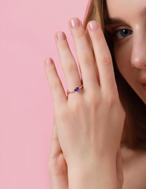 Anillo de corazón Moonberry de plata vermeil P 925 zirconia cúbica con acabado baño de oro rosa