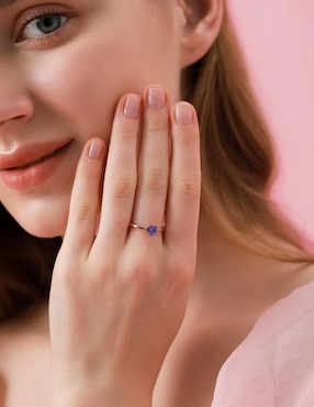 Anillo de corazón Moonberry de plata vermeil P 925 zirconia cúbica con acabado baño de oro rosa