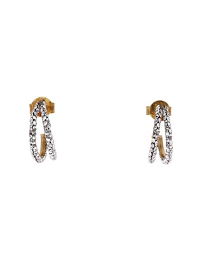 Aretes de aros Del Pia de oro amarillo 14 K con acabado brillante zirconia