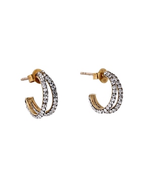 Aretes de aros Del Pia de oro amarillo 14 K con acabado brillante zirconia