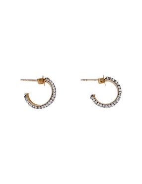 Aretes de aros Del Pia de oro amarillo 14 K con acabado brillante zirconia