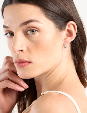 Aretes de aros Del Pia de oro amarillo 14 K con acabado brillante zirconia