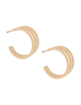 Aretes de aros Del Pia de oro 14 K con acabado texturizado