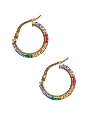 Aretes de aro circulares Del Pia oro 14 k con acabado pavé cristal