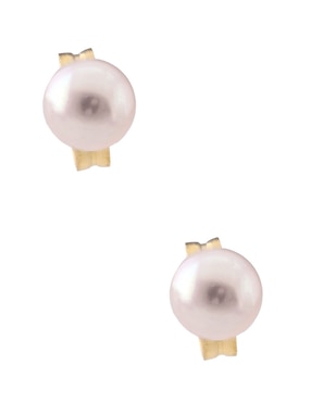 Broqueles Lusso de oro 14 K con acabado liso perla