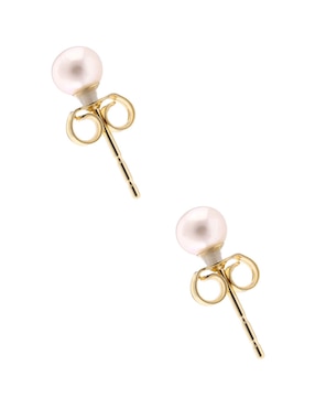 Broqueles Lusso de oro 14 K con acabado liso perla