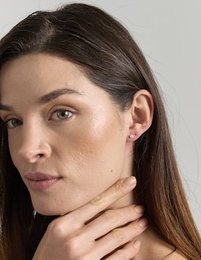 Broqueles Lusso de oro 14 K con acabado liso perla