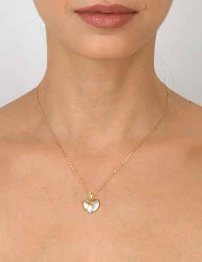 Dije de corazón Cristal Joyas de oro florentino 14 K