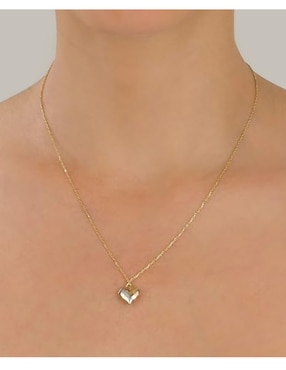 Collar con dije de corazón Cristal Joyas de oro amarillo 14 K