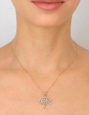 Dije de árbol de la vida Cristal Joyas de oro 14 K