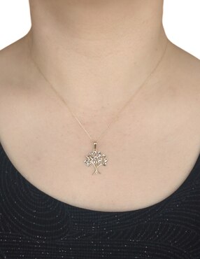 Dije de árbol Cristal Joyas de oro 14 K