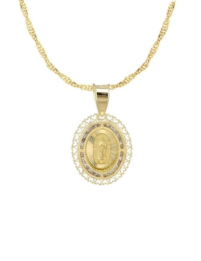 Collar Virgen de Guadalupe ovalado Abba Joyas de oro 10 K