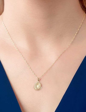 Collar Virgen de Guadalupe ovalado Abba Joyas de oro 10 K