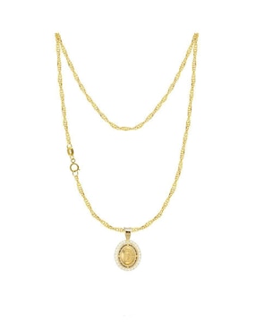 Collar Virgen de Guadalupe ovalado Abba Joyas de oro 10 K