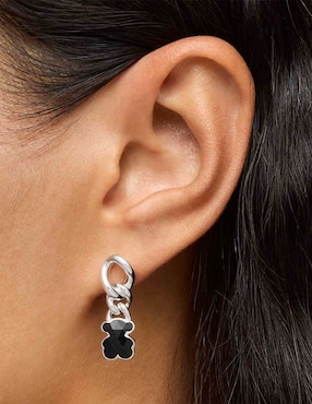 Aretes de oso Tous de plata P 925 con acabado brillante ónix